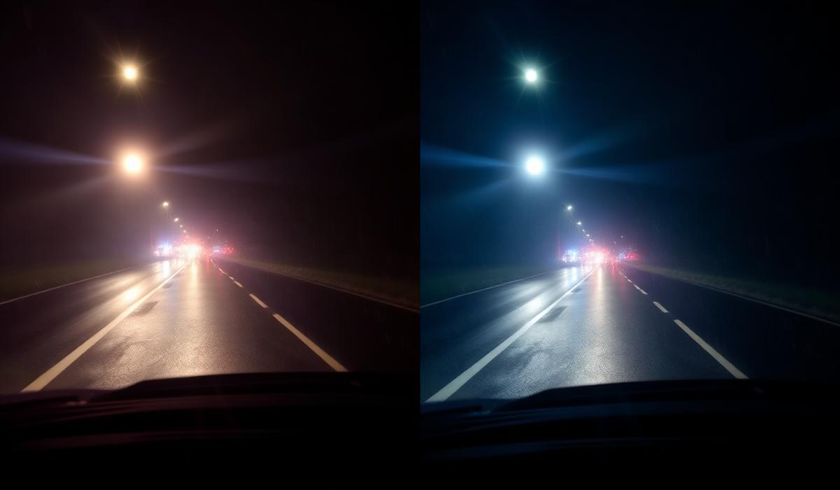 Comparison of night driving with and without VisionTrack glasses